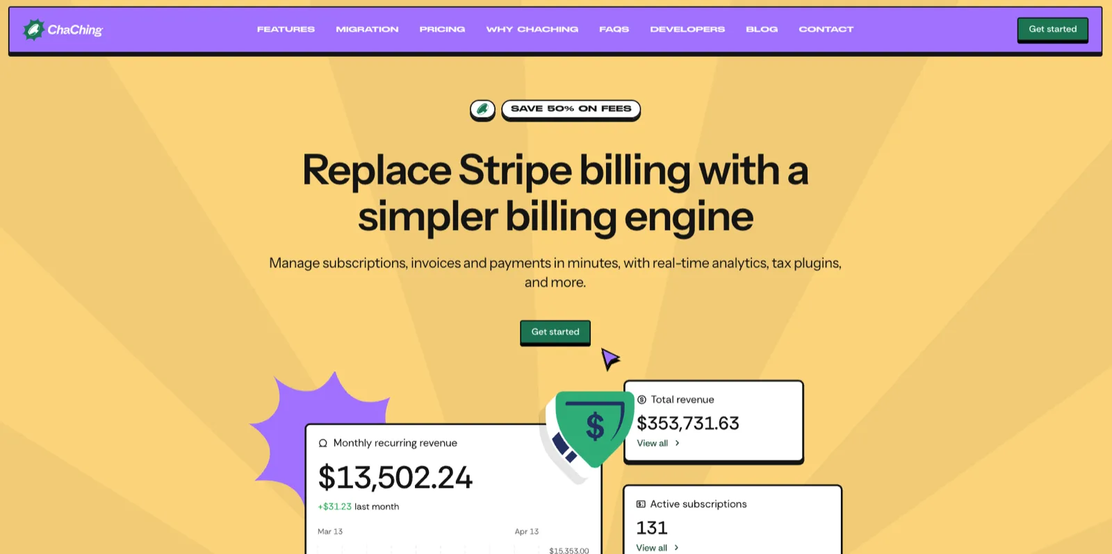 ChaChing website — a simpler billing engine to replace Stripe